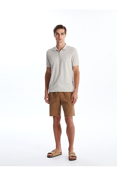 LC Waikiki Strukturiertes Kurzarm-T-Shirt mit Polokragen für Herren