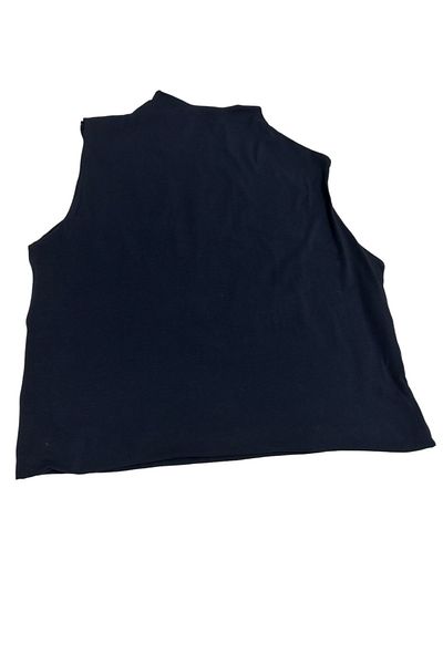 GULDESIGN Navy Blue Lycra Women's Tank Top - Turtleneck, Throat, Sleeveless
