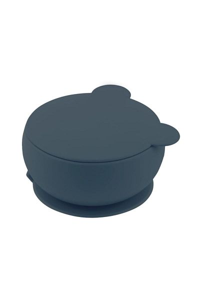 OiOi Vacuum Bottom Silicone Bowl with Lid - Navy Blue