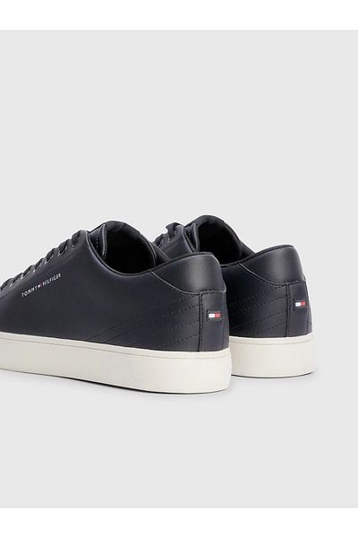 Tommy Hilfiger Men's Black Sneakers - Brand Logo, Leather Mixed, Upper Vulcanized Rubber, Outsole