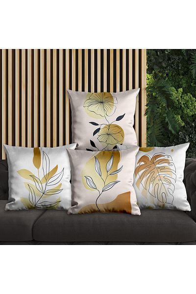 EJOYA Set de 4 perne cu design floral - interior și husă de pernă 45 cm 113752