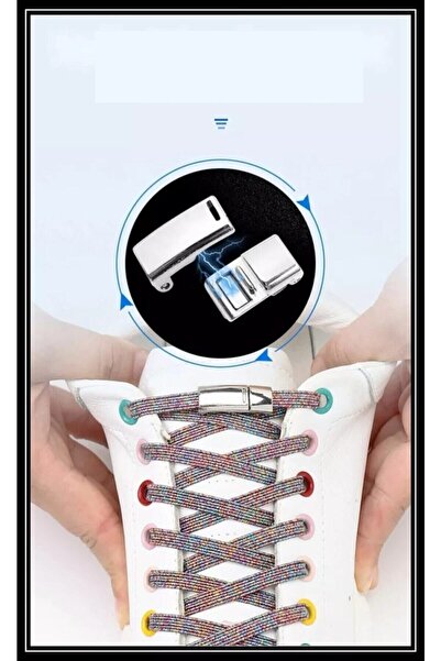 bağcık ayakkabı Mıknatıslı Manyetik Lastikli Ayakkabı Bağcık Yeni Model Klipsli Siyah