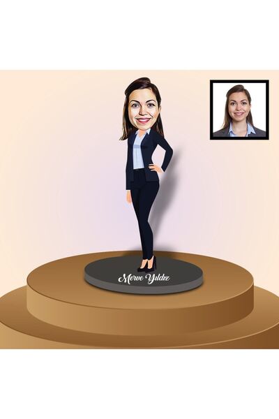 EJOYA Kişiye Özel Bankacı Karikatürlü Ahşap Biblo 91255