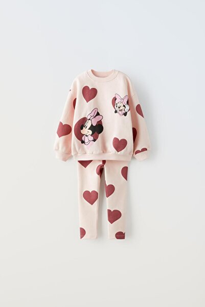 Ladin Store Minnie Mouse Patterned Girl's Sweatshirt and Ribbed Leggings - Co...