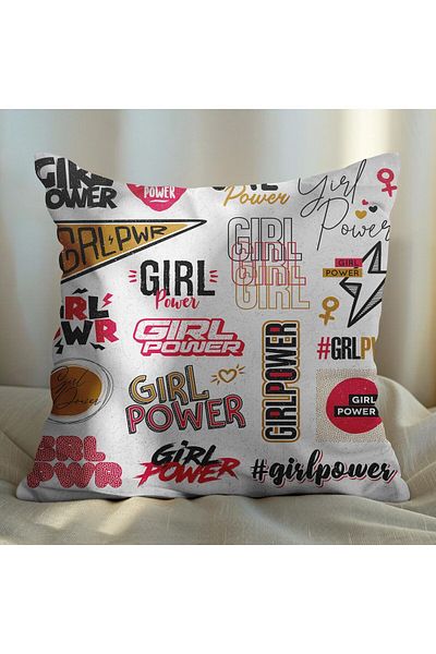 EJOYA Girl Power Designed 4-Piece Pillow and Throw Pillow Cover 45cm 113846