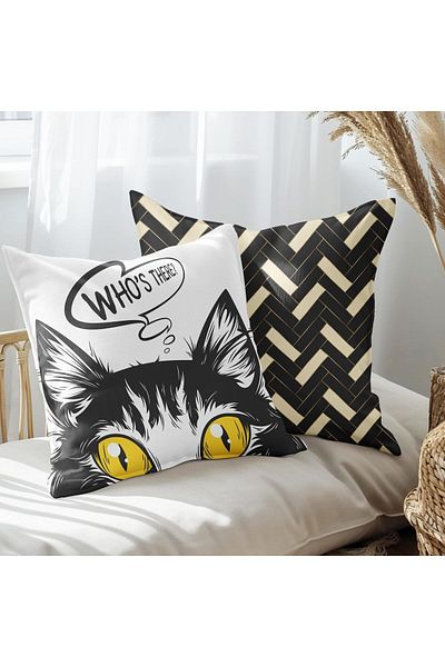 EJOYA Set de perne din 2 piese cu model ochi de pisică - 45 cm 113498