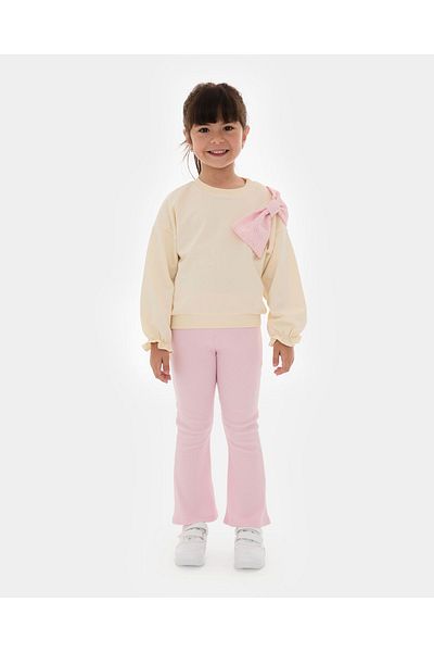 Minipodyum Girl's Bow Sweatshirt and Cotton Spanish Leg Tights Set