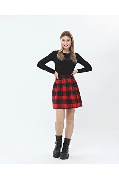 LİNDALİNA TEKSTİL Bowl Plaid Skirt