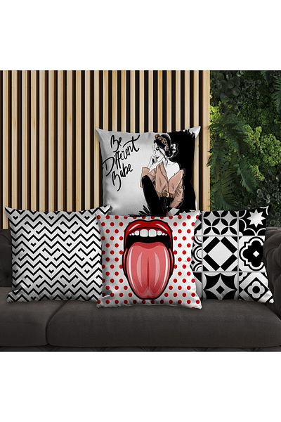 EJOYA Modern Designed 4-Piece Pillow and Throw Pillow Case 45cm