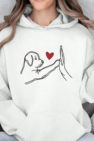 MODAGEN Білий світшот з принтом "Копійка" унісекс з капюшоном великого розміру