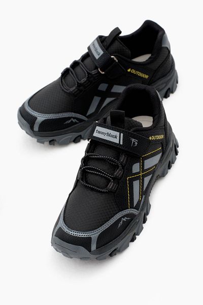 Tonny Black Black Smoke – wasserabweisende Unisex-Trekkingschuhe für Kinder, Thermosohle und Klettverschluss