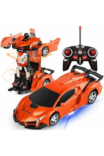 MJ TOYS Oyuncak Uzaktan Kumandalı Turuncu Transformers Tarzı Robota Dönüşen O...