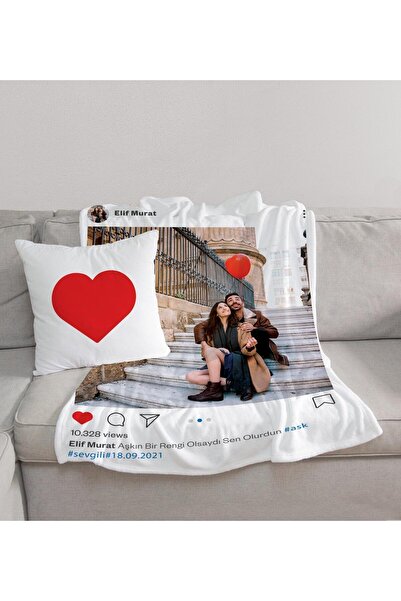 EJOYA Sevgililere Özel Tv Battaniye Ve Kırlent Kılıfı 106800