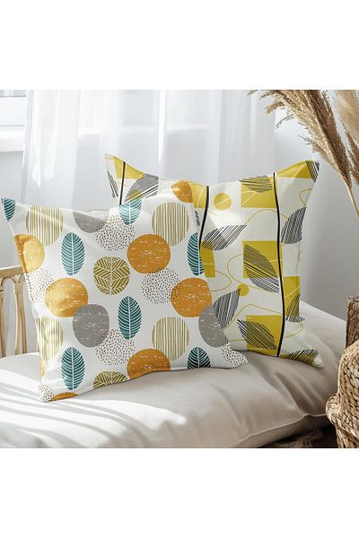 EJOYA Autumn Leaves Patterned 2-piece Pillow Set - Inner and Throw Pillow Case 45cm 113486