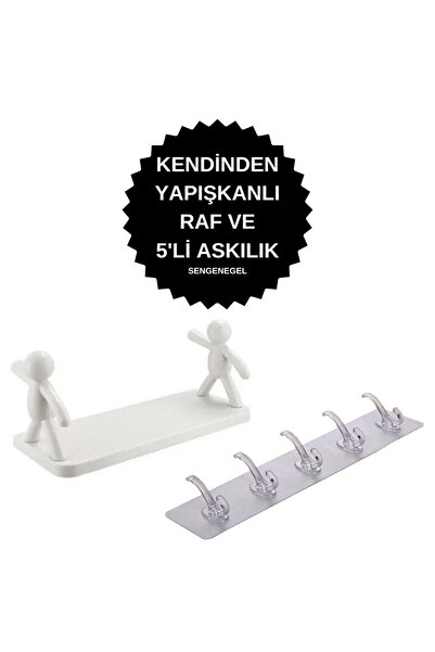 sengenegel Kendinden Yapışkanlı 5'li Askı Ve Banyo Rafı Tarz Baharatlık Rafı ...