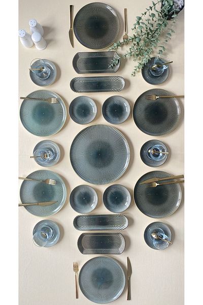 VENÜS HOME DECORATION Green Gold 6-Piece 21 Piece Breakfast Set
