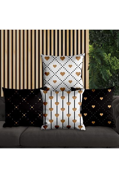 EJOYA 45cm Heart Design Pillow and Throw Pillow Cover Set of 4 - 113693