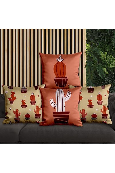 EJOYA 45cm Cactus Design 4-piece Pillow and Throw Pillow Set - 113645