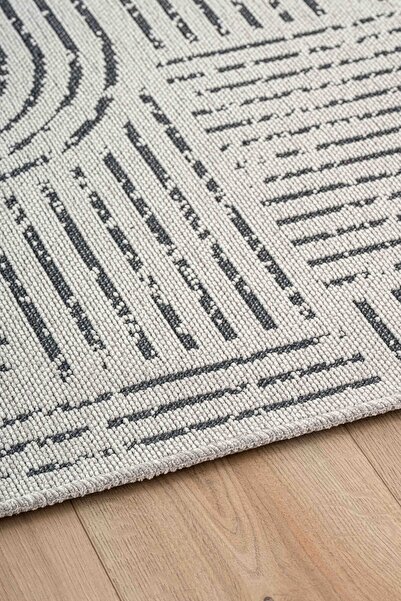 Lorente Home Moreno Viscose Gray Anthracite Living Room Carpet - Non-Slip Base, Washable 1350