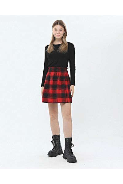 LİNDALİNA TEKSTİL Bowl Plaid Skirt