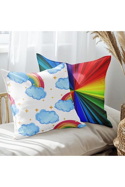 EJOYA Pernă din 2 piese și husă de pernă cu design curcubeu 45 cm 113546