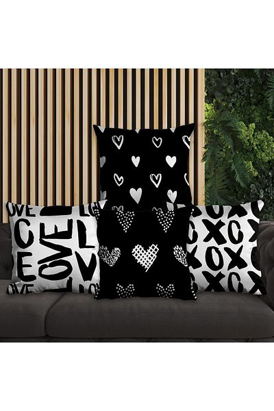 EJOYA 45cm Heart Designed 4-piece Pillow and Throw Pillow Cover - 113683