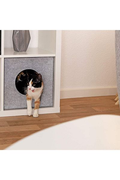 YUNUSOĞLU HOME Gray Foldable Felt Cat Nest Organizer
