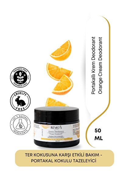 RemosNatural Krem Deodorant Portakallı 50 ml Kötü Koku Oluşumunu Engelleyen F...