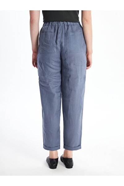 LC Waikiki Lněné dámské kalhoty - rovný střih s elastickým pasem