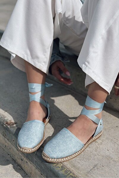 I Love Shoes Roseta Jean Bilekten Bağlamalı Babet Bebek Mavisi
