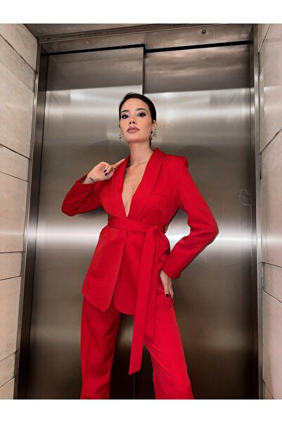 Lady Pixie Women's Belted Jacket Trousers Set