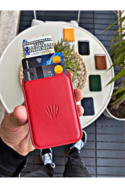 WATCHOFROYAL Vegan Leather Card Holder Red 2 Card Compartments Magnet Lightweight and Minimalist Design Jesus
