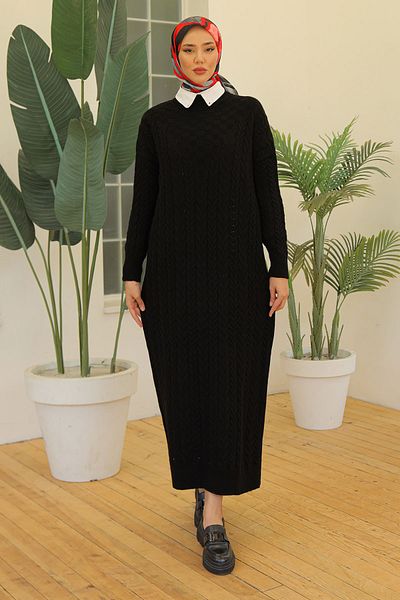 Pamuk Butik Γυναικείο πλεκτό φόρεμα με αλυσίδα με λαιμόκοψη