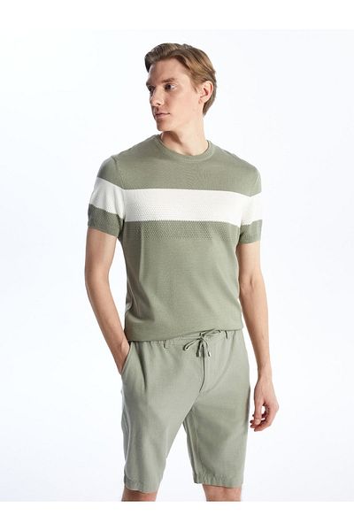 LC Waikiki Ανδρικό πλεκτό πουλόβερ Color Block Crew Neck - Κοντό μανίκι