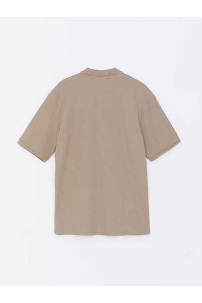 LC Waikiki Strukturiertes Kurzarm-T-Shirt mit Polokragen für Herren