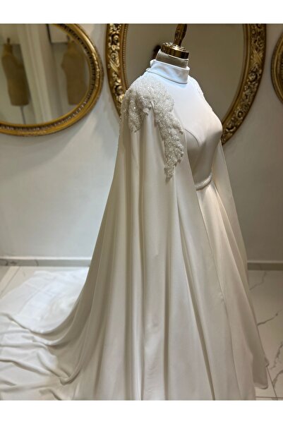 GAMZE Zarif tesettür gelinlik,pelerinli A kesim gelinlik,gelinlik,tesettür ge...