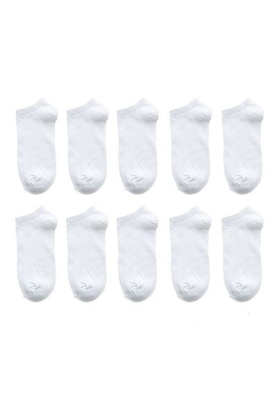 Zirve Unisex 6 Ζεύγη Koton Οικονομικά Λευκά Μποτάκια Κάλτσες