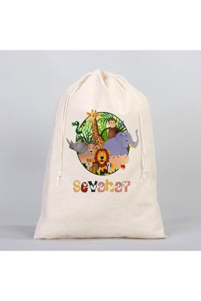 Puppetzzz حقيبة أطفال من القماش الخام من القطن العضوي بنمط سفاري