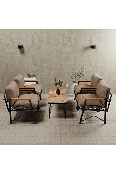 MB GARDEN FURNITURE Simetri Model, Balkon,mutfak, Bahçe, Cafe, Metal Koltuk Takımı, Bahçe Takımı,Çay Seti, 1+1+1+1+SEHPA