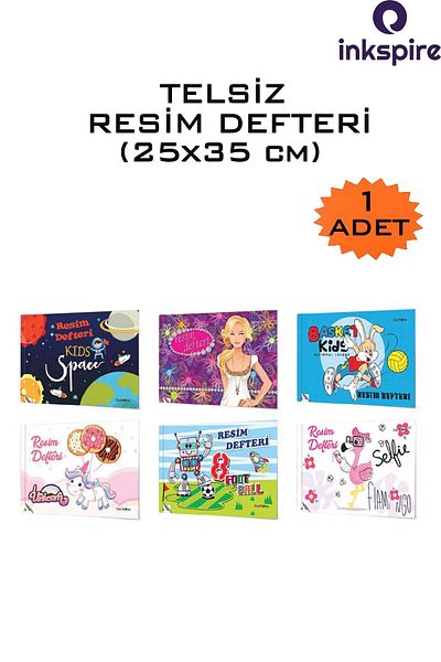 inkspire 20 de coli Caiet de pictură de dimensiune medie - 25x35 cm, 1 bucată, husă din carton cu urme de smulgere fără sârmă