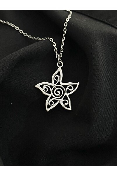 sleyshop Gümüş Renk Yıldız Spiral Sarmal Kolye