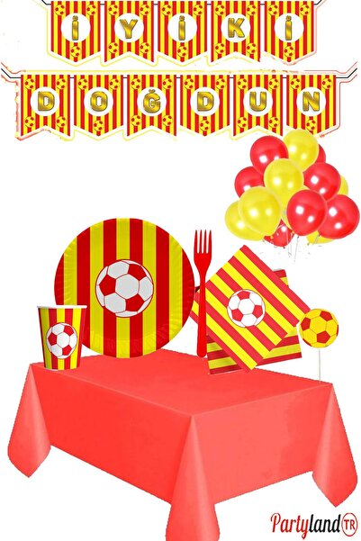PartylandTR Sarı Kırmızı Taraftar 16 Kişilik Doğum Günü Parti Seti