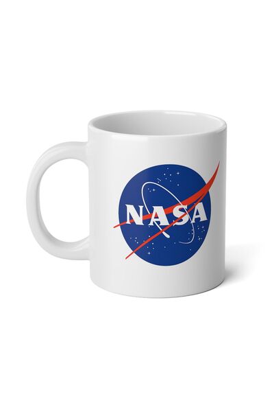 Genel Markalar Nasa Logo Baskılı Premium Porselen Kupa Bardak-Motto-Hediye