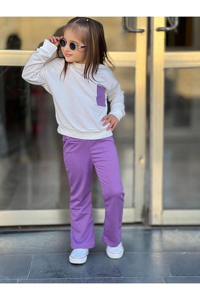 renkli diyar Girl's Long Sleeve Blouse and Spanish Leg Pants Set - Nursery, Kindergarten, Primary School