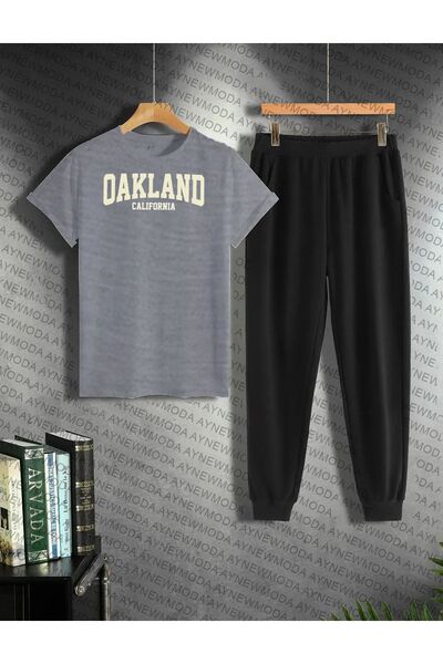 arıkoğlu kumaşçılık Tricou și pantaloni de trening oversize unisex cu imprime...