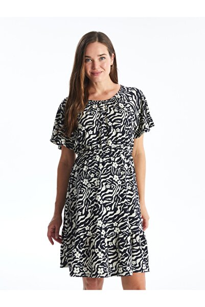 LC Waikiki Rochie de damă cu mânecă scurtă cu decolteu rotund cu model