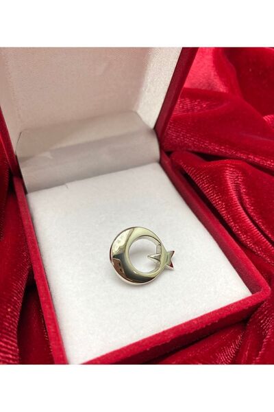 merraaksesuar 29 Ekim Cumhuriyet Bayramı Ay Yıldız Yaka Rozeti Gümüş Renk