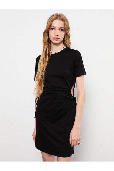 LC Waikiki Women's Bodycon Dress - Crew Neck, Solid Cut, Short Sleeve