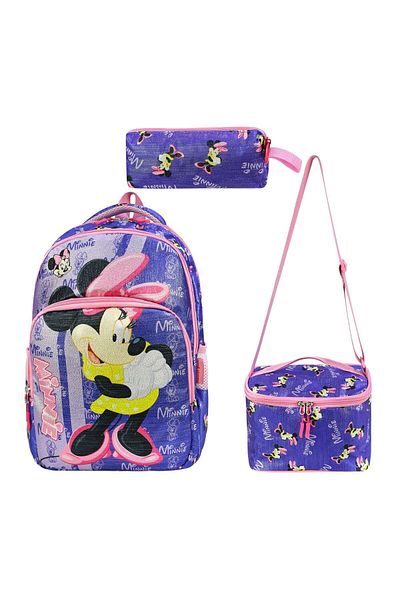 Alanç Gift Set de rucsac ortopedic pentru școala primară pentru fete de culoare violet - cu nutriție și suport pentru stilou