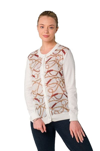 Solo Crystal Chain Printed Luxury Knitwear Knitted Cardigan